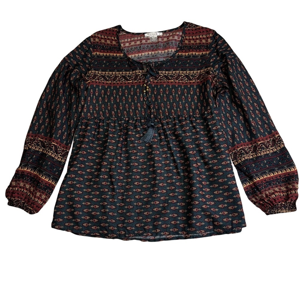 Lascana Buffalo Blouse Size Small Long Sleeve Boho Paisley Print Peasant Shirt - Picture 6 of 11